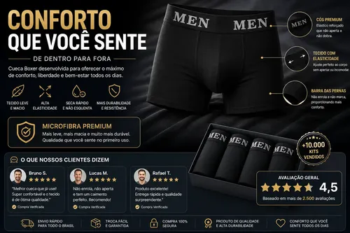 Kit 10 Cuecas Boxer Em Microfibra Adulto Premium