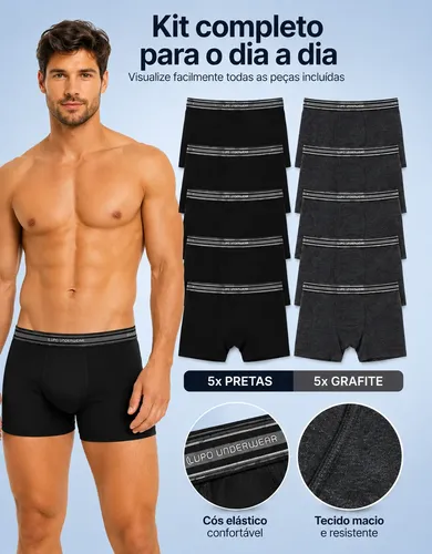 Kit 10 Cuecas Boxer Lupo Algodão Confortável Box Original