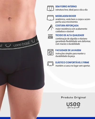 Kit 10 Cuecas Boxer Masculina Em Algodão Adulto Usee