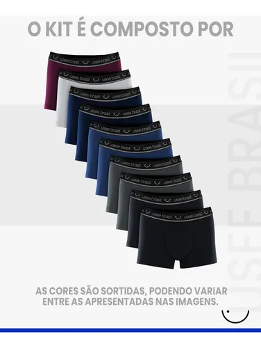 Kit 10 Cuecas Boxer Masculina Em Algodão Adulto Usee