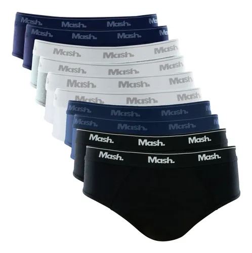 Kit 10 cuecas mash masculino slip algodao cotton original