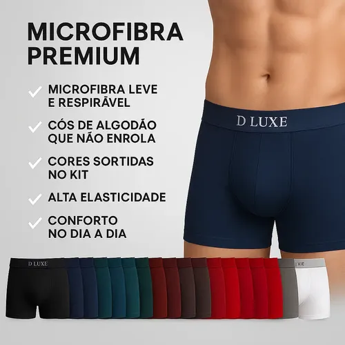 Kit 10 Cuecas Microfibra Boxer Masculina Com Lycra Box