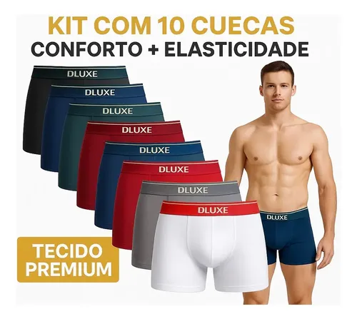 Kit 10 Cuecas Microfibra Boxer Masculina Com Lycra Box