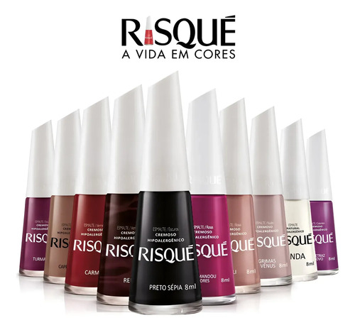 Kit 10 esmaltes risque atacado manicure mais vendidos 10core