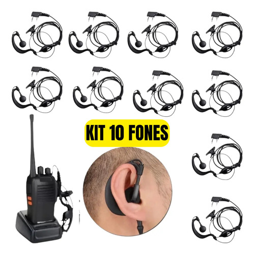 Kit 10 fone de ouvido de radio comunicador baofeng 777s uv5r