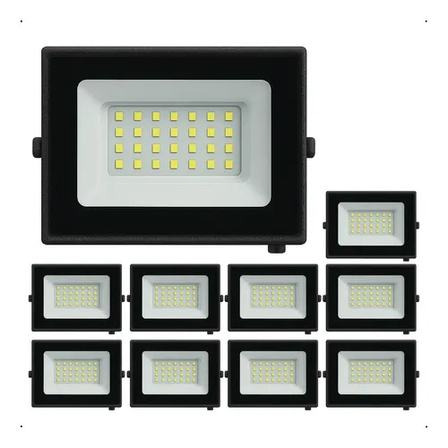 Kit 10 holofote refletor led eco pro 100w luz branco frio