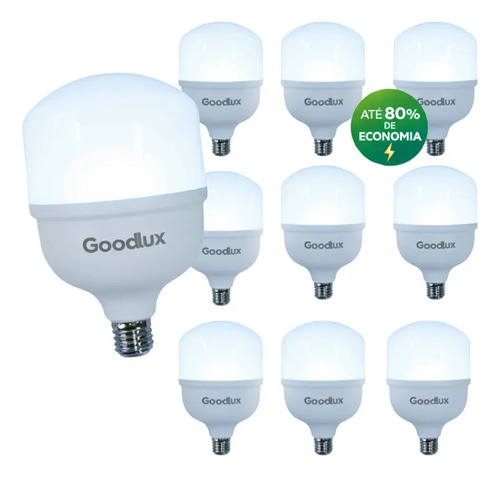 Kit 10 lampada led 30w bulbo 6500k branco frio alta potencia