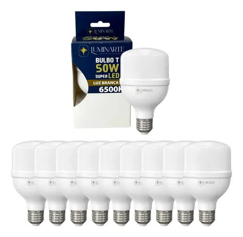 Kit 10 lampadas led 50w bulbo branco frio 6500k inmetro
