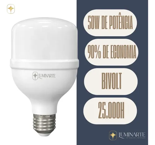 Kit 10 Lâmpadas Led 50w Bulbo Branco Frio 6500k Inmetro