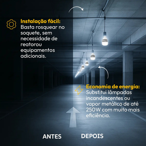 Kit 10 Lampadas Led Bulbo Hp 100w 6500k Branco Frio E27