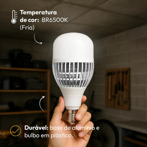 Kit 10 Lampadas Led Bulbo Hp 100w 6500k Branco Frio E27