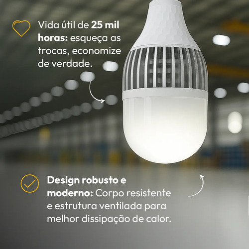 Kit 10 Lampadas Led Bulbo Hp 100w 6500k Branco Frio E27