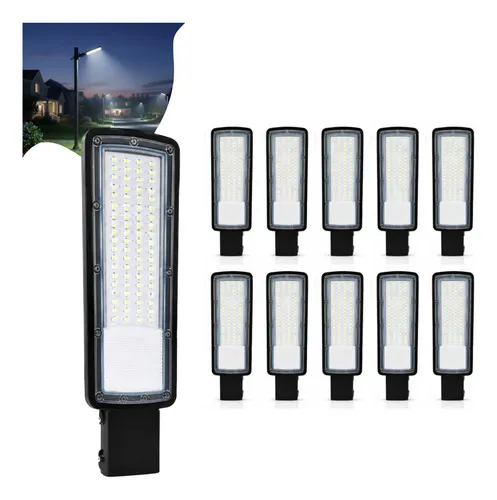 Kit 10 luminaria led p poste 200w iluminacao publica bivolt