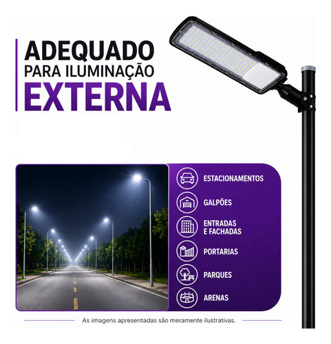 Kit 10 Luminária Led P/ Poste 300w Iluminação Publica Bivolt
