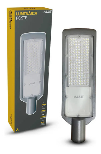 Kit 10 Luminaria Led Poste Rua Publica 100w 6500k 1200lm 110v/220v Bivolt DPS 5KV Alta Resistencia a Impacto IK07 Ip66 Proteção Contra Surto Alut000902 Alut By Avant