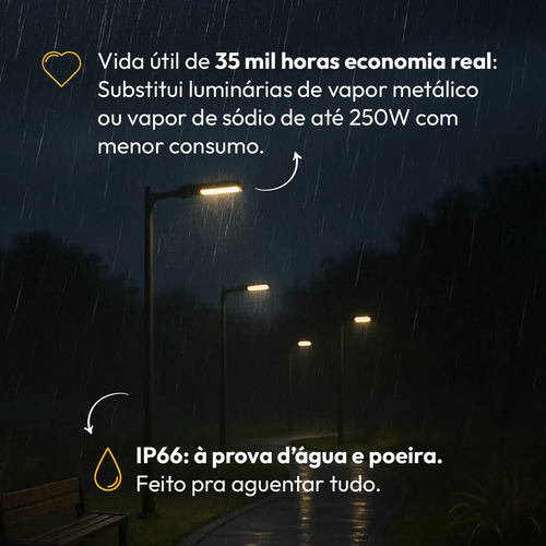 Kit 10 Luminaria Led Poste Rua Publica 100w 6500k 1200lm 110v/220v Bivolt DPS 5KV Alta Resistencia a Impacto IK07 Ip66 Proteção Contra Surto Alut000902 Alut By Avant