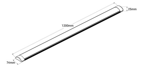 Kit 10 Luminaria Led Sobrepor Linear Preta 120cm 40w 6500k