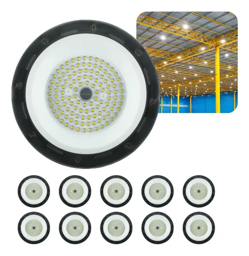 Kit 10 luminarias led ufo 200w high bay galpao bivolt 6500k