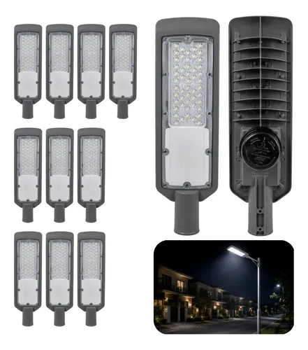 Kit 10 luminarias publicas led 10 fotocelulas 100w bivolt
