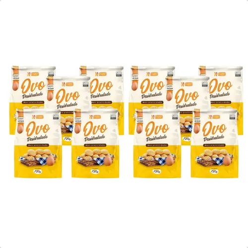 Kit 10 ovos em po 600 ovos pasteurizados 720g por unidade