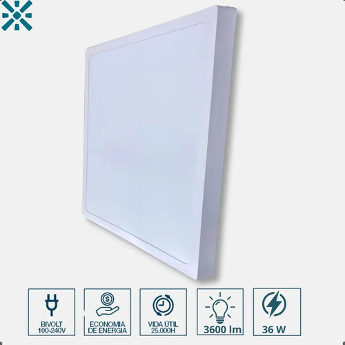 Kit 10 Painel Plafon Led 36w 40x40 Sobrepor 3k 4k 6.5k