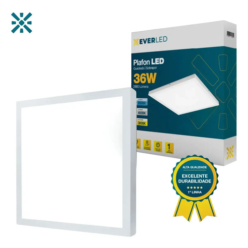 Kit 10 Painel Plafon Led 36w 40x40 Sobrepor 3k 4k 6.5k