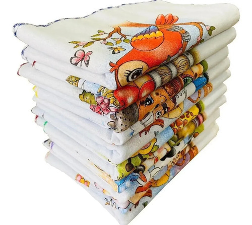 Kit 10 Pano De Prato Estampado 100% Algodão - 35cm X 60cm