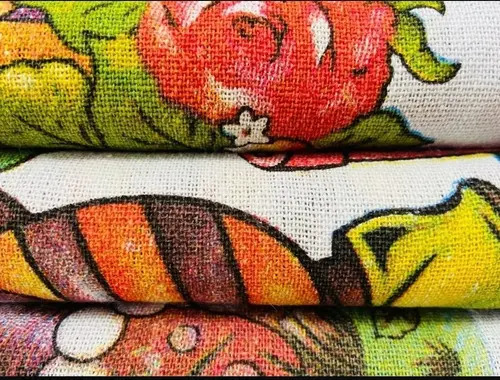Kit 10 Pano De Prato Estampado 100% Algodão - 35cm X 60cm