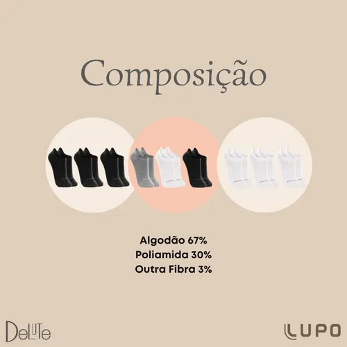 Kit 10 Pares De Meias Lupo Soquete Invisível Sport