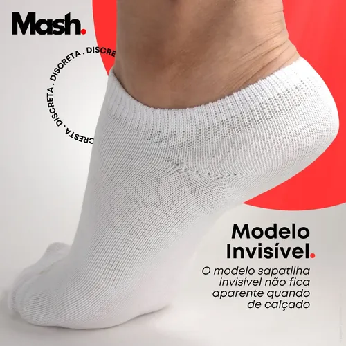 Kit 10 Pares Meia Invisível Soquete Algodão Confortável Mash
