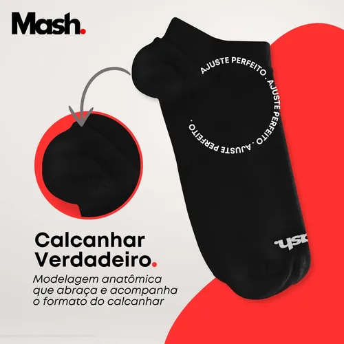 Kit 10 Pares Meia Invisível Soquete Algodão Confortável Mash