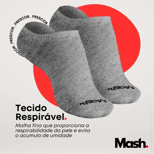 Kit 10 Pares Meia Invisível Soquete Algodão Confortável Mash