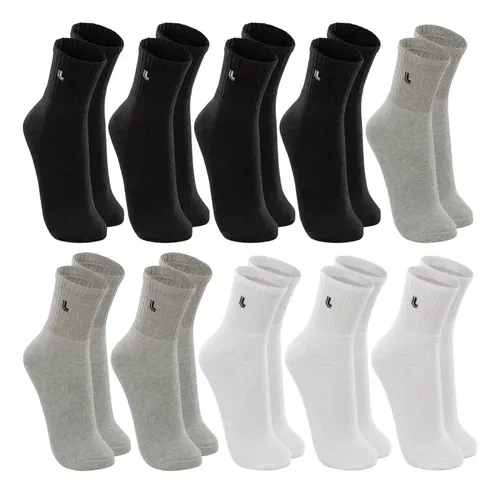 Kit 10 Pares Meia Lupo Original Masculina Cano Médio Algodão