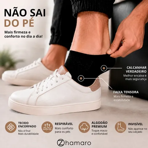 Kit 10 Pares Meias Zhamaro Algodão Sapatilha Invisível