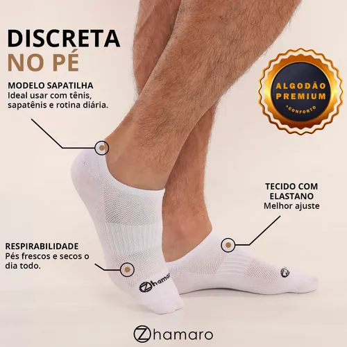 Kit 10 Pares Meias Zhamaro Algodão Sapatilha Invisível
