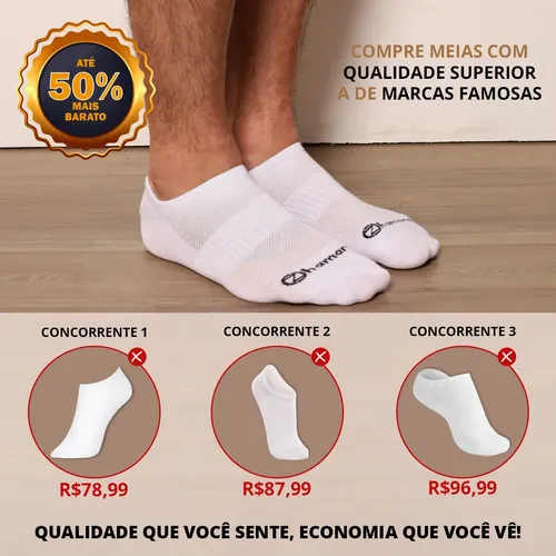 Kit 10 Pares Meias Zhamaro Algodão Sapatilha Invisível