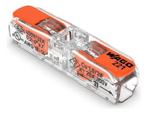 Kit 10 pecas conexao automatica wago 2 fios modelo 221 2411