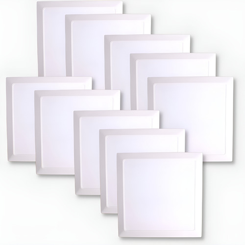 Kit 10 plafon led embutir 36w 40x40 branco estrutura branco