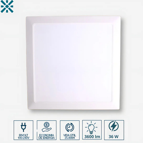Kit 10 Plafon Led Embutir 36w 40x40 Branco Estrutura Branco-frio 6500k EVERLED