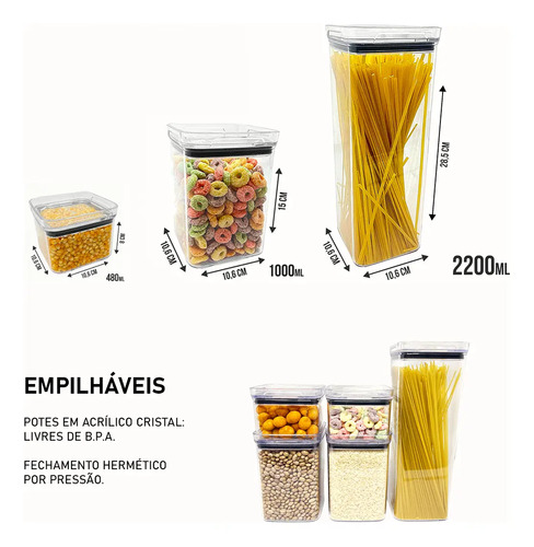 Kit 10 Porta Mantimentos Hermetico, Pote Para Alimentos