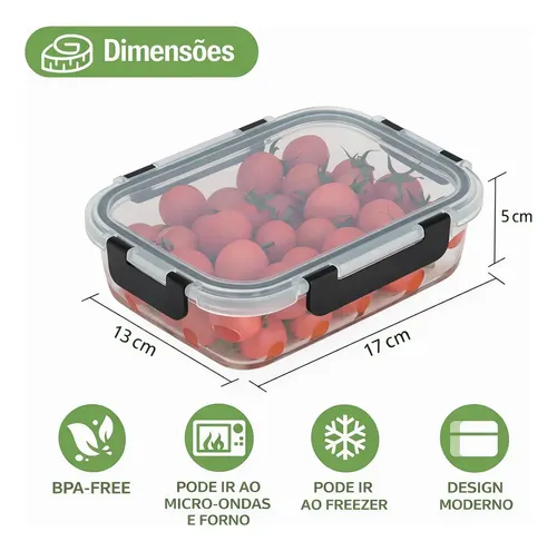 Kit 10 Potes Vidro Hermético Marmita Premium Reforçado 640ml