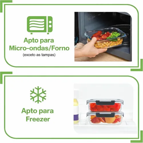 Kit 10 Potes Vidro Hermético Marmita Premium Reforçado 640ml