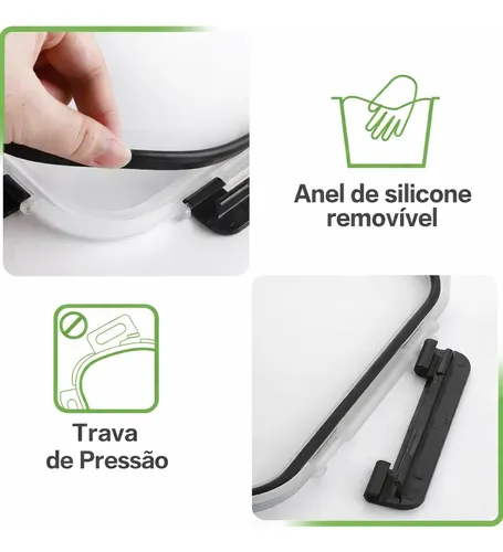 Kit 10 Potes Vidro Hermético Marmita Premium Reforçado 640ml