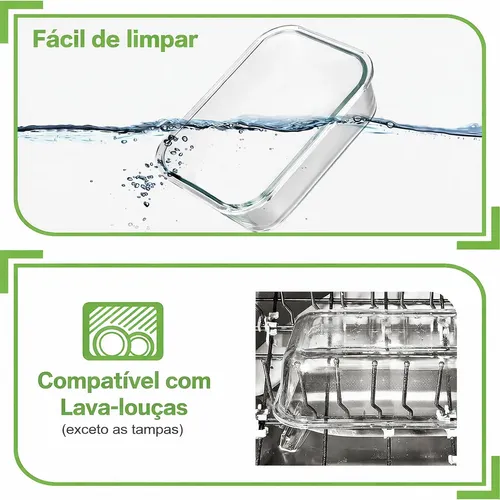 Kit 10 Potes Vidro Hermético Marmita Premium Reforçado 640ml