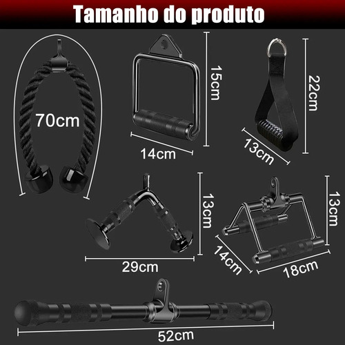 Kit 10 Puxadores Anatômicos Academia Musculação C/ 8 Ganchos