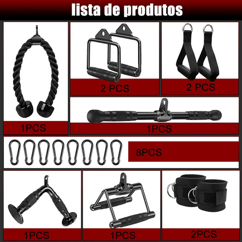 Kit 10 Puxadores Anatômicos Academia Musculação C/ 8 Ganchos
