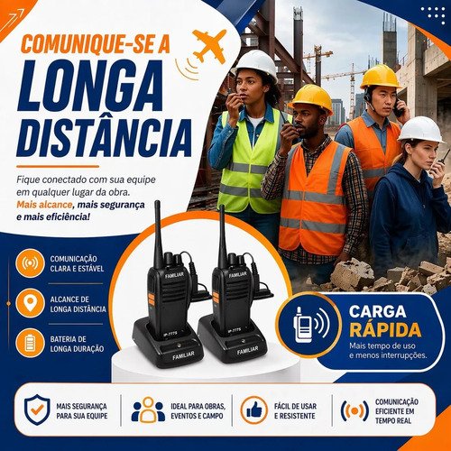Kit 10 Radio Walk Talk Comunicador 16 Ch 12km Baofeng 777 Ht Cor Preto Familar