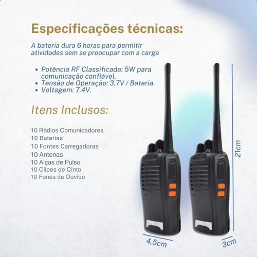 Kit 10 Radio Walk Talk Comunicador 16 Ch Baofeng 777s Ht