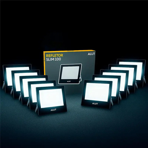 Kit 10 refletor led 100w 6500k branco frio a prova dagua alu