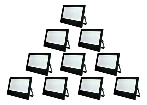 Kit 10 Refletor Led Slim Externo 200w 6500k Branco Frio Ip66 110v/220v Bivolt Preto Cod: ALUT000702-10 Alut By Avant